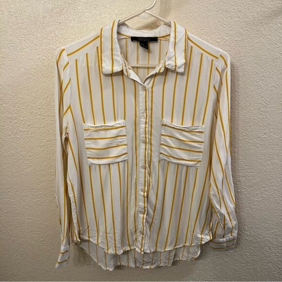 Forever 21 White and Yellow Striped Blouse (Size Small) - Picture 1 of 4